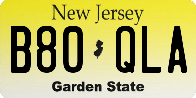 NJ license plate B80QLA