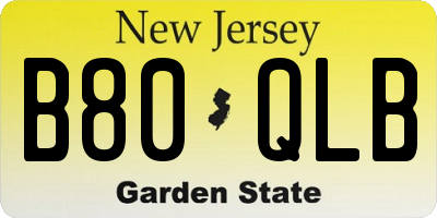 NJ license plate B80QLB