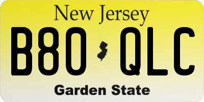 NJ license plate B80QLC