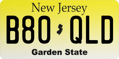 NJ license plate B80QLD