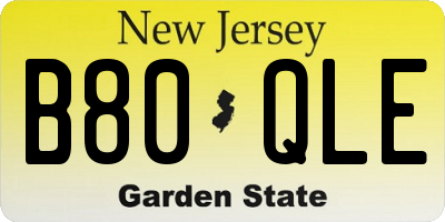 NJ license plate B80QLE
