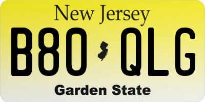 NJ license plate B80QLG