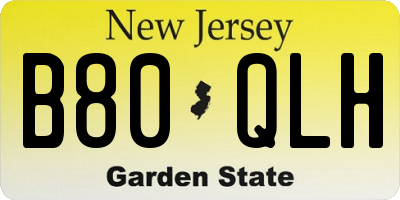 NJ license plate B80QLH