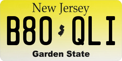 NJ license plate B80QLI