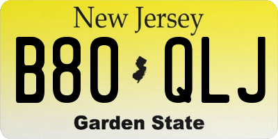 NJ license plate B80QLJ