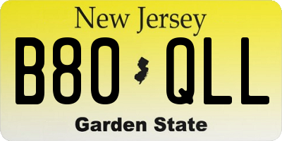 NJ license plate B80QLL