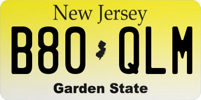NJ license plate B80QLM