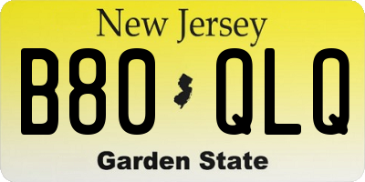 NJ license plate B80QLQ