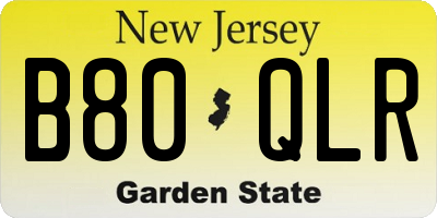 NJ license plate B80QLR