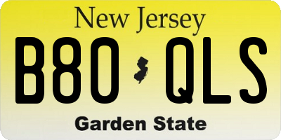 NJ license plate B80QLS