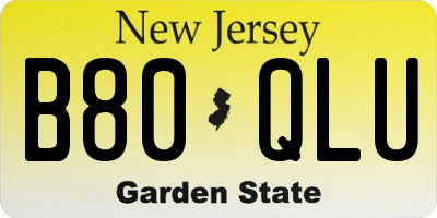 NJ license plate B80QLU