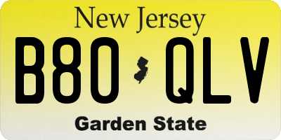 NJ license plate B80QLV