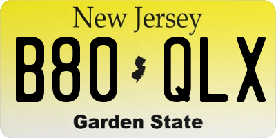 NJ license plate B80QLX