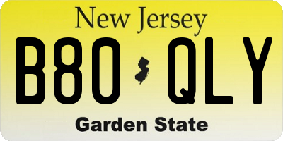 NJ license plate B80QLY
