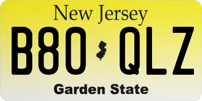 NJ license plate B80QLZ