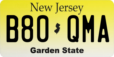 NJ license plate B80QMA
