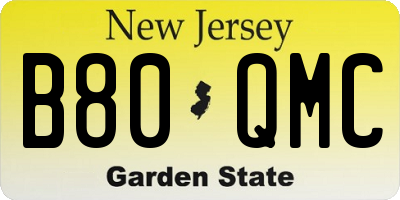 NJ license plate B80QMC