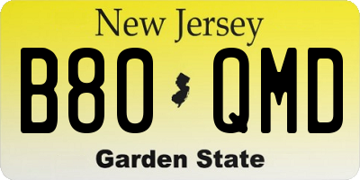 NJ license plate B80QMD