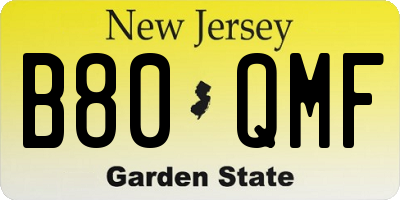 NJ license plate B80QMF