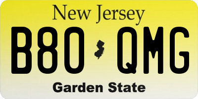 NJ license plate B80QMG