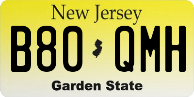 NJ license plate B80QMH