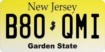 NJ license plate B80QMI