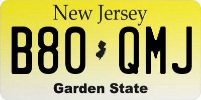NJ license plate B80QMJ