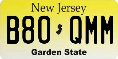NJ license plate B80QMM