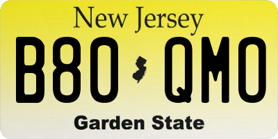 NJ license plate B80QMO