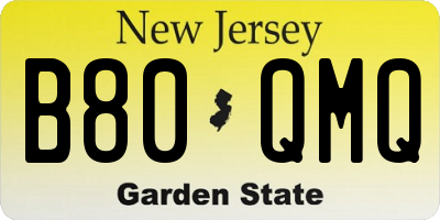 NJ license plate B80QMQ