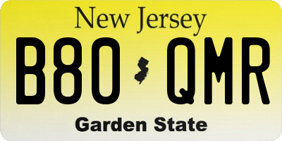 NJ license plate B80QMR