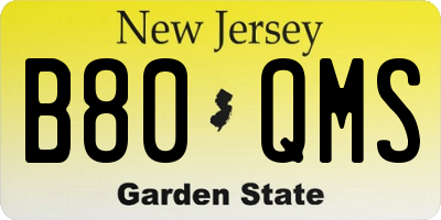 NJ license plate B80QMS
