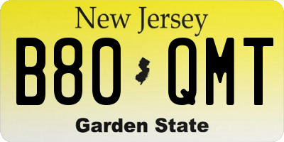 NJ license plate B80QMT