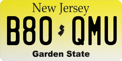 NJ license plate B80QMU