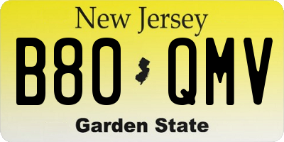 NJ license plate B80QMV