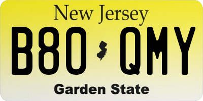 NJ license plate B80QMY
