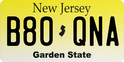 NJ license plate B80QNA