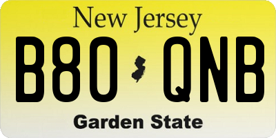 NJ license plate B80QNB