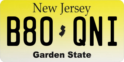 NJ license plate B80QNI