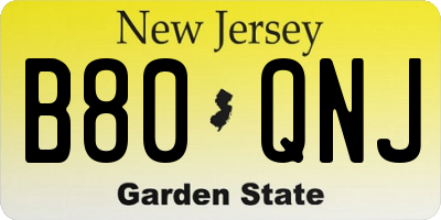 NJ license plate B80QNJ