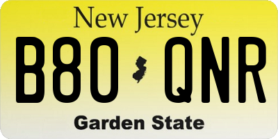 NJ license plate B80QNR