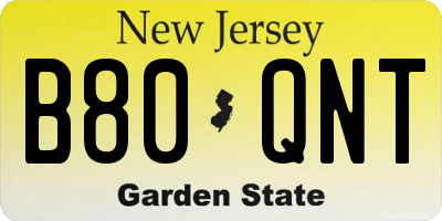 NJ license plate B80QNT