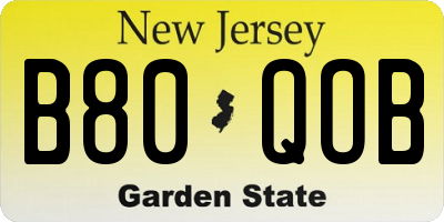 NJ license plate B80QOB