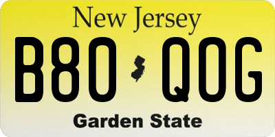 NJ license plate B80QOG