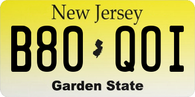 NJ license plate B80QOI