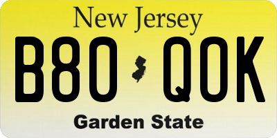 NJ license plate B80QOK