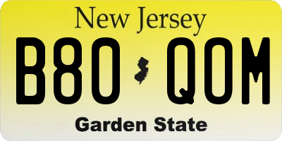 NJ license plate B80QOM