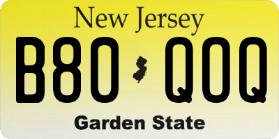 NJ license plate B80QOQ