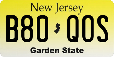 NJ license plate B80QOS