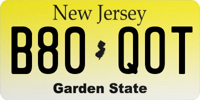 NJ license plate B80QOT